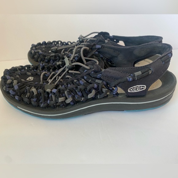 Keen Uneek 1014617 Black Grey Fishermen Hiking Sandals Cord Braided Rope - Picture 1 of 10